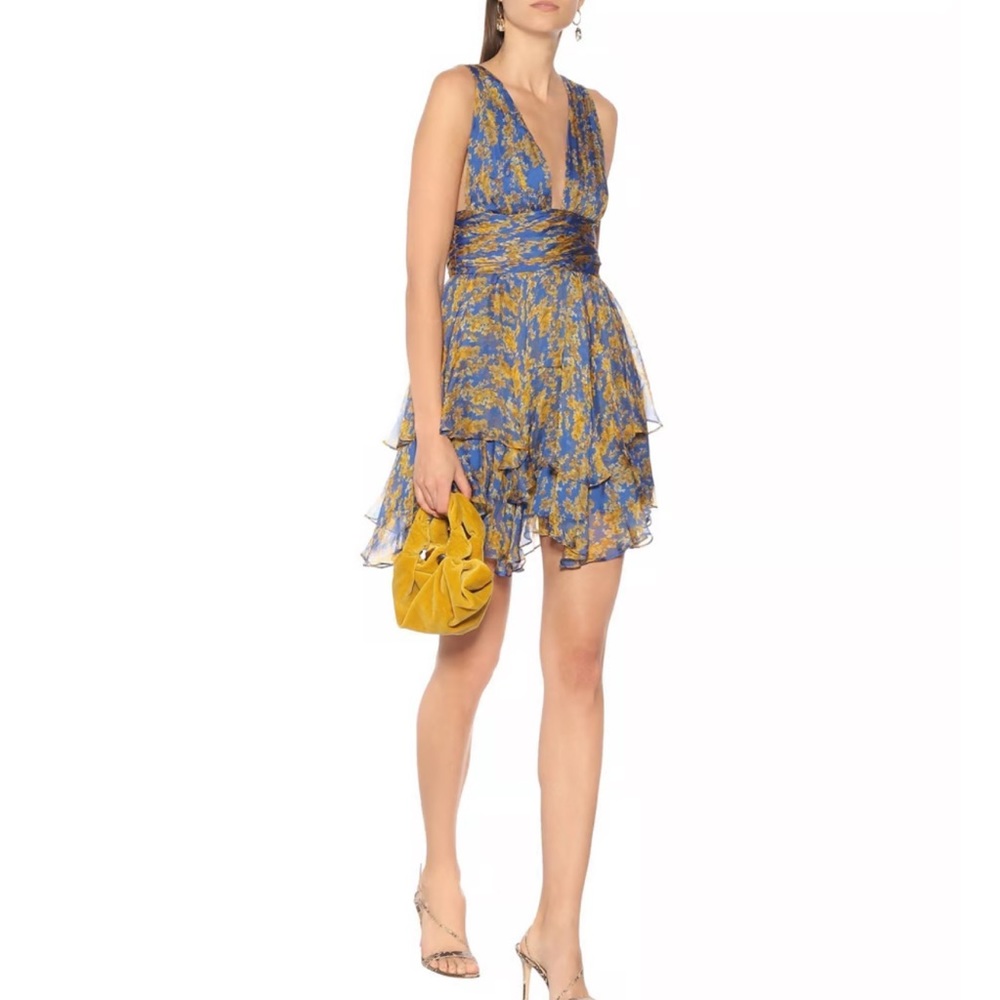 CAROLINE CONSTAS Paros Floral Silk-chiffon Mini Dress